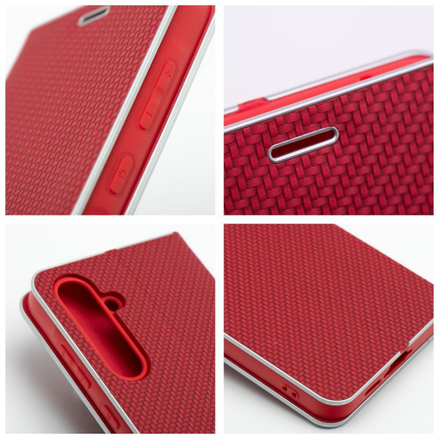 Otočné pouzdro pro Samsung S25 Luna Book Carbon red