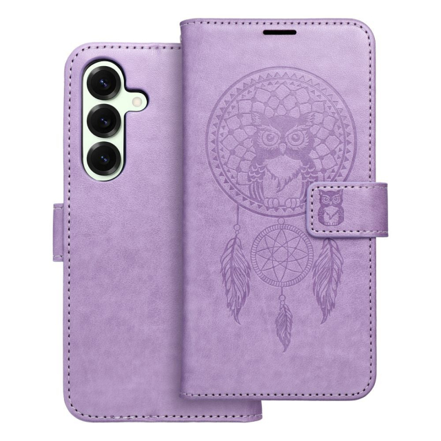 Otočné pouzdro pro Samsung S25 Mezzo Book „Dreamcatcher“ ve fialové barvě