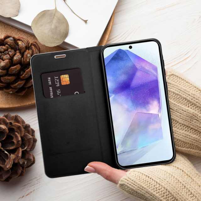 Otočné pouzdro pro Samsung S26 FE Luna Book, černá barva Carbon