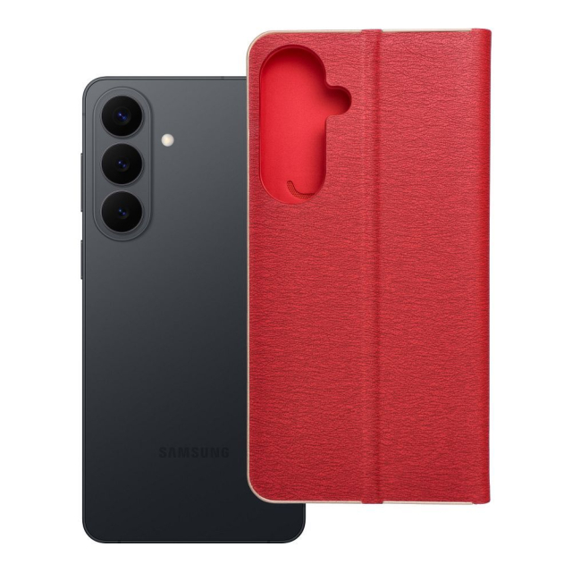 Otočné pouzdro pro Samsung S26 PLUS Luna Book, zlatá a červená