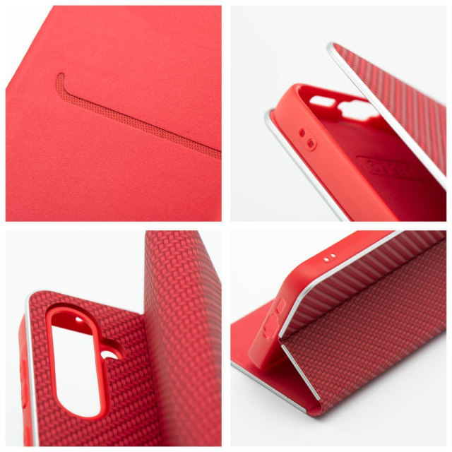 Otočné pouzdro pro Samsung Xcover 7 Luna Book Carbon červené