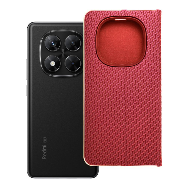 Otočné pouzdro pro Xiaomi Redmi NOTE 14 PRO 5G / 14 PRO PLUS 5G Luna Book Carbon red
