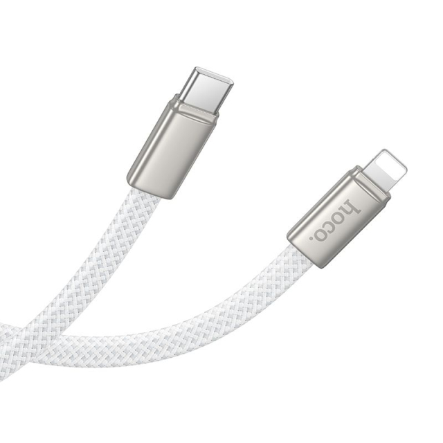 Plochý kabel USB-C na Lightning Hoco PD 30 W, 1 m, X125, bílý