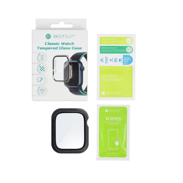 Pouzdro Bestsuit s hybridním sklem pro Apple Watch řady 7/8/9 – 45 mm – grafitová barva