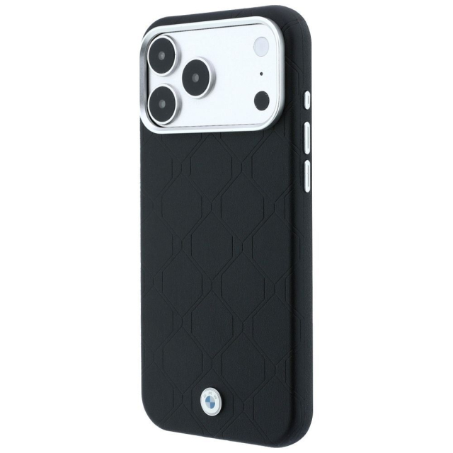 Pouzdro BMW pro iPhone 18 Pro Max/17 Pro Max kompatibilní s MagSafe (s vyraženým prošívaným kovovým logem) – černé