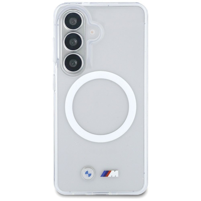 Pouzdro BMW pro SAMSUNG S26 BMHMS26S25HSMLKT (magnetické, s technologií IML, odolné proti nárazům, s kovovými logy), průhledné