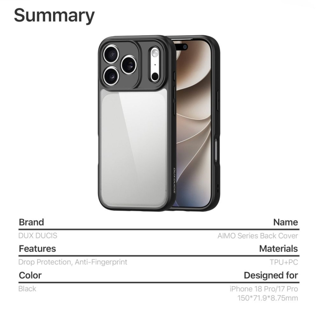 Pouzdro DUX DUCIS AIMO pro iPhone 18 Pro Max / 17 Pro Max, černé