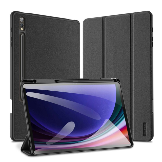 Pouzdro DUX DUCIS DOMO, skládací, s přihrádkou na tužku, pro SAMSUNG Tab S10 Plus/S9 Plus/S9FE Plus, černé