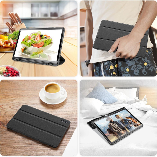 Pouzdro DUX DUCIS DOMO, skládací, s přihrádkou na tužku, pro SAMSUNG Tab S9, černé
