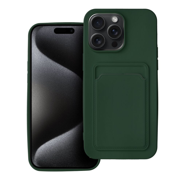 Pouzdro na iPhone 15 PRO MAX s přihrádkou na karty, zelené