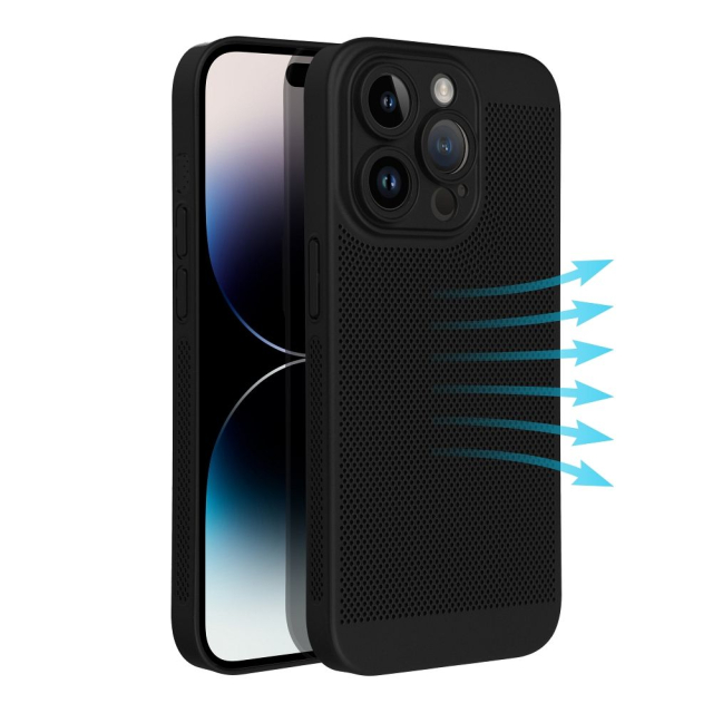 Pouzdro pro iPhone 17 Pro / 18 Pro (nízký okraj fotoaparátu) – černá barva „Breezy“