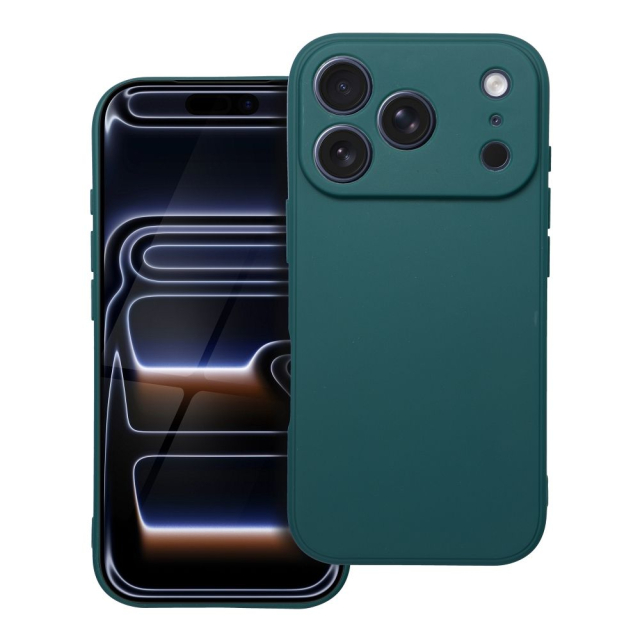 Pouzdro pro iPhone 17 Pro / 18 Pro (nízký okraj fotoaparátu) matná tmavě zelená