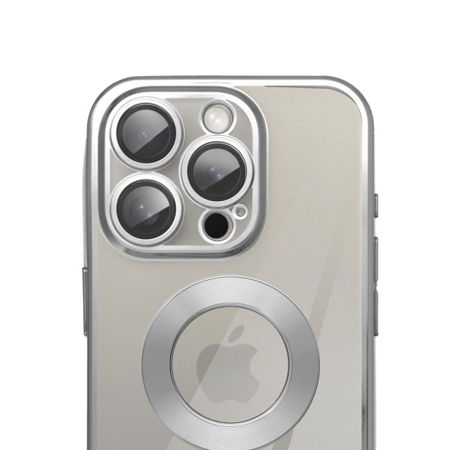 Pouzdro pro iPhone 17 Pro Max / 18 Pro Max (nízký okraj pro fotoaparát) Glam silver
