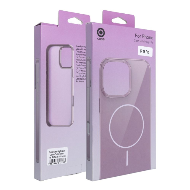 Pouzdro pro iPhone 17 Pro Max / 18 Pro Max (nízký okraj pro fotoaparát) – lesklé pouzdro Mag Cover kompatibilní s MagSafe, fialové