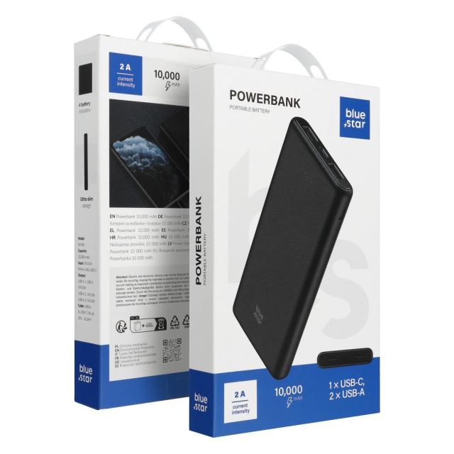 Powerbanka Blue Star W1061 2A 10 000 mAh černá
