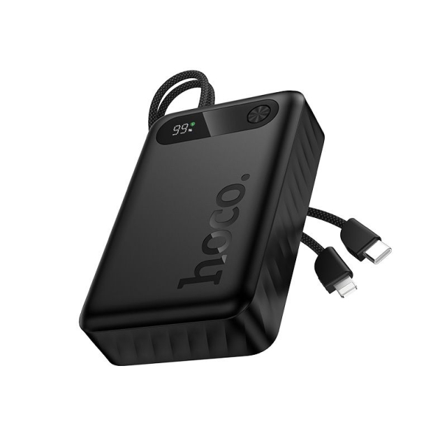 Powerbanka Hoco 20 000 mAh QC PD 2 A 22,5 W s integrovanými kabely USB-C + Lightning J171A, černá