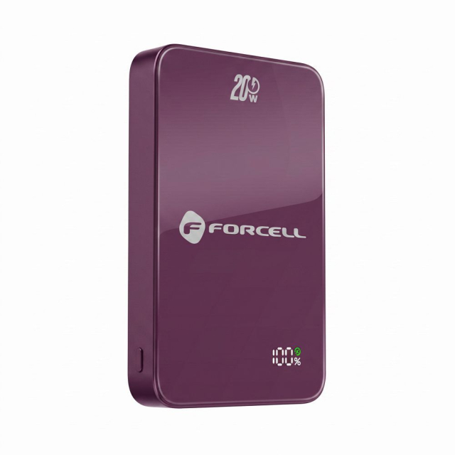 Powerbanka kompatibilní s MagSafe Forcell F-Energy SuperSlim F10K8 QC4.0 PD3.0 15 W 10 000 mAh, vínová
