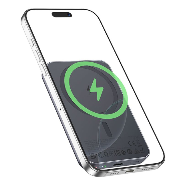 Powerbanka kompatibilní s MagSafe Hoco 5000 mAh 2A 5W J160, kovově šedá