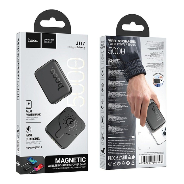 Powerbanka kompatibilní s MagSafe Hoco 5000 mAh QC PD 18 W J117 černá