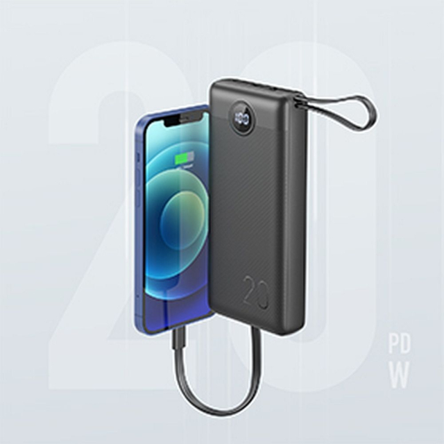 Powerbanka Veger C20 (W2047 / W2059) 20 000 mAh s integrovanými kabely Micro-USB / Type-C / Lightning, černá