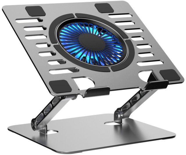 Regulovaný chladicí stojan pro notebook ART P12, 1 x USB A, LED, hliník
