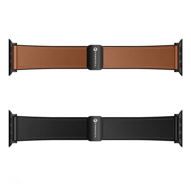 Řemínek k Apple Watch Forcell F-Design FA21, magnetický, z ekologické kůže, 42 / 44 / 45 / 49 mm, černý