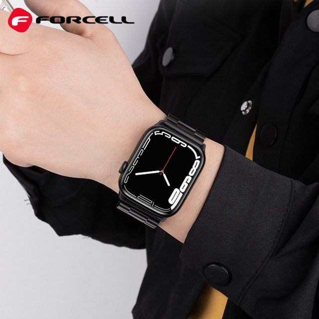 Řemínek k hodinkám Apple Watch Forcell F-Design FA10 s ocelovou sponou, 38 / 40 / 41 mm, černý