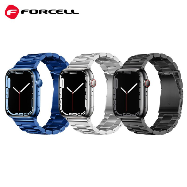 Řemínek k hodinkám Apple Watch Forcell F-Design FA10 s ocelovou sponou, 38 / 40 / 41 mm, modrý