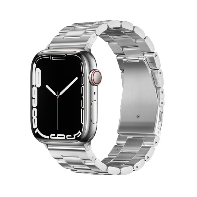 Řemínek k hodinkám Apple Watch Forcell F-Design FA10 s ocelovou sponou, 42 / 44 / 45 / 49 mm, stříbrný