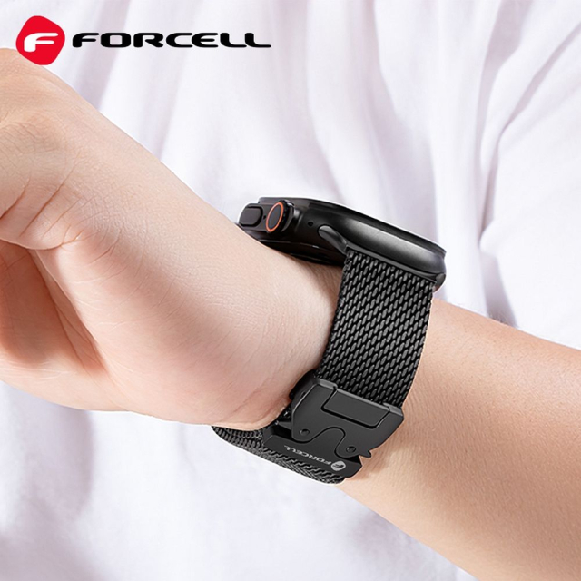 Řemínek k hodinkám Apple Watch Forcell F-Design FA11 s ocelovou sponou, 38 / 40 / 41 mm, černý