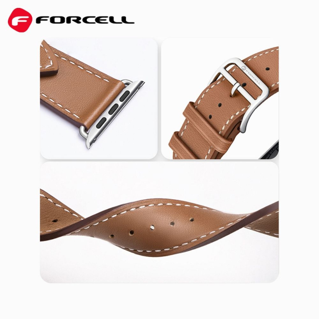 Řemínek k hodinkám Apple Watch Forcell F-Design FA20 s otvory, z ekologické kůže, 38 / 40 / 41 mm, červený