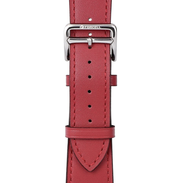 Řemínek k hodinkám Apple Watch Forcell F-Design FA20 s otvory, z ekologické kůže, 42 / 44 / 45 / 49 mm, červený