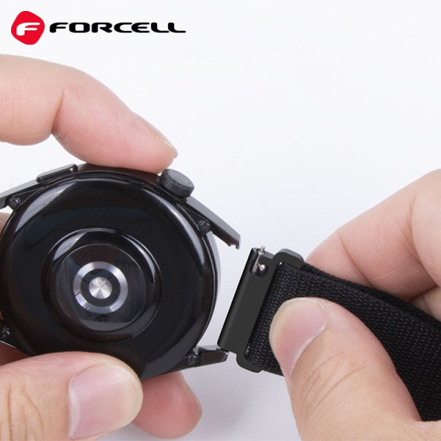 Řemínek k hodinkám Samsung Galaxy Watch Forcell F-Design FS05 z polyesterových vláken s přezkou, 22 mm, černý