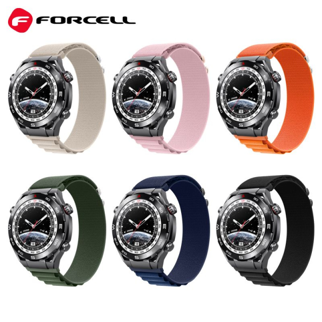 Řemínek k hodinkám Samsung Galaxy Watch Forcell F-Design FS05 z polyesterových vláken s přezkou, 22 mm, tmavě modrý