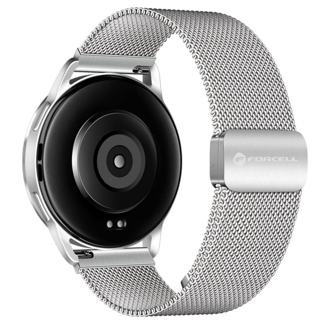 Řemínek k hodinkám Samsung Galaxy Watch Forcell F-Design FS11, magnetický, ocelový, 20 mm, stříbrný
