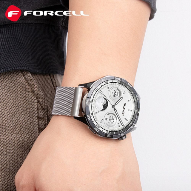 Řemínek k hodinkám Samsung Galaxy Watch Forcell F-Design FS11, magnetický, ocelový, 22 mm, černý