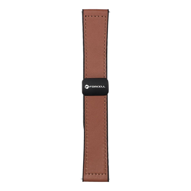 Řemínek k hodinkám Samsung Galaxy Watch Forcell F-Design FS20 – magnetický, z ekologické kůže, 20 mm, hnědý