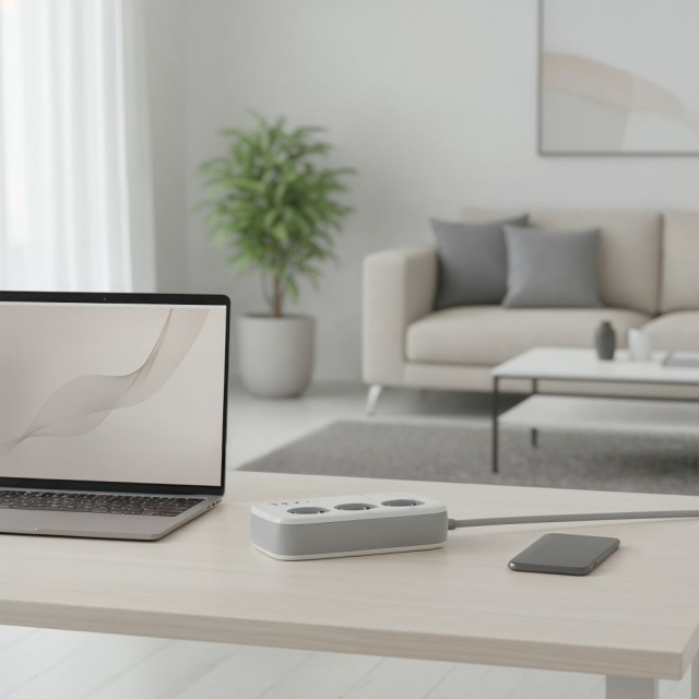 Rozbočovač Forcell F-Energy, 3 zásuvky + USB-C 30 W + 3 x USB-A QC3.0 PD + WiFi Tuya, SmartLife, Alexa, 10 A, 2500 W, VT-PS03, bílý