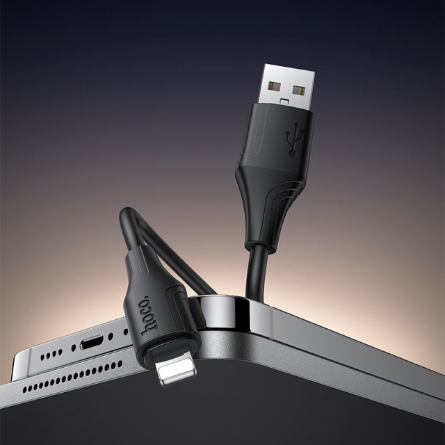 Silikonový kabel USB-A na Lightning Hoco 2,4 A, 1 m, X124, černý