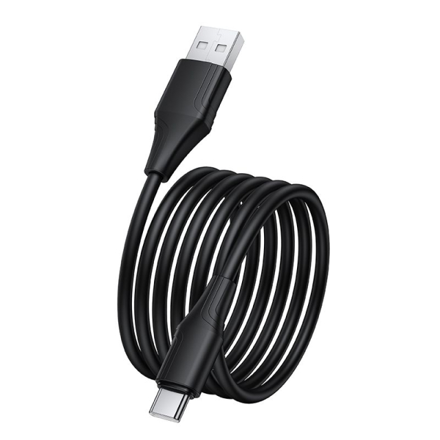 Silikonový kabel USB-A na USB-C Hoco 3 A, 1 m, X124, černý