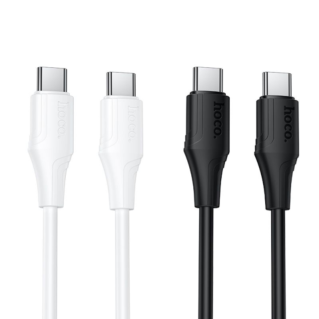 Silikonový kabel USB-C na USB-C Hoco 3A 60 W, 1 m, X124, bílý