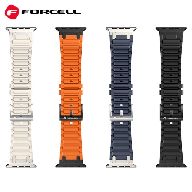 Silikonový řemínek k hodinkám Apple Watch Forcell F-Design FA06 s otvory pro velikosti 42 / 44 / 45 / 49 mm, černý