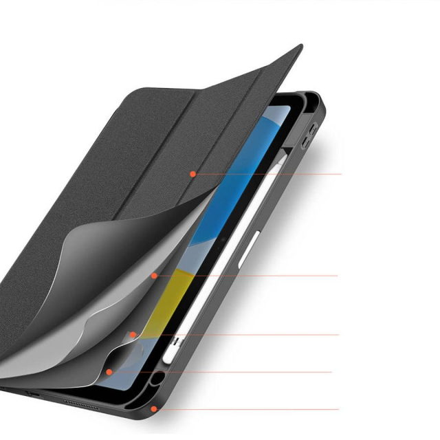 Skládací pouzdro DUX DUCIS DOMO s přihrádkou na tužky pro iPad 10 (2022), černé