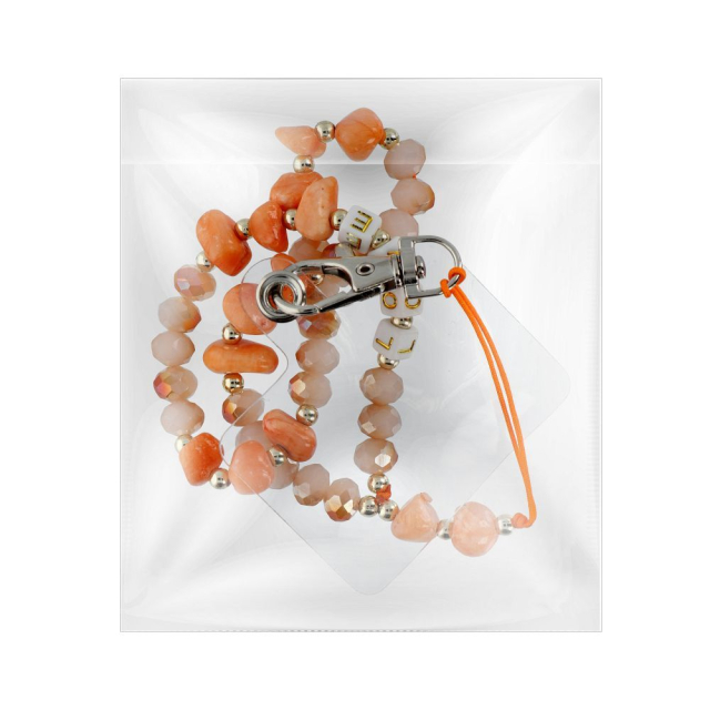 Šňůrka na mobil LOVE, přívěsek na mobil / délka šňůrky 44 cm (22 cm v smyčce) / skladem – oranžová
