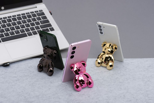 Stojan na telefon BEAR – samolepicí – zlatý