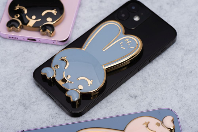 Stojan na telefon RABBIT – samolepicí – modrý