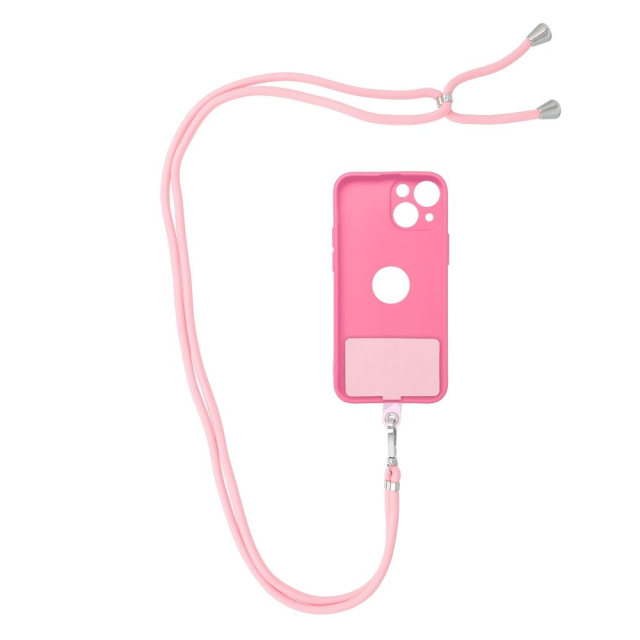 SWING (6 mm) Šňůrka na telefon, přívěsek na telefon s nastavitelnou délkou / délka šňůrky 165 cm (max. 82,5 cm v smyčce) / na rameno nebo na krk – světle růžová
