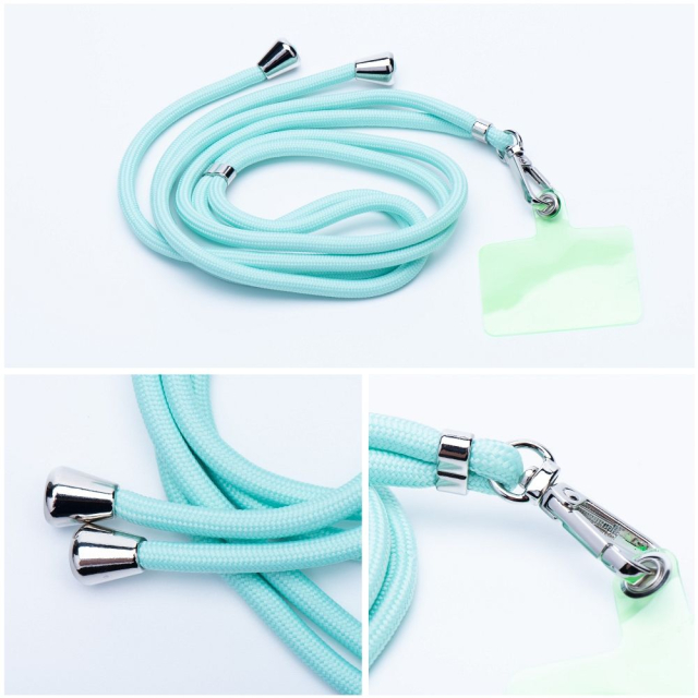 SWING (6 mm) Šňůrka na telefon, přívěsek na telefon s nastavitelnou délkou / délka šňůrky 165 cm (max. 82,5 cm v smyčce) / na rameno nebo na krk – světle zelená