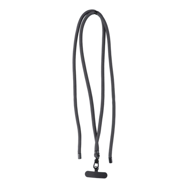 SWING (8 mm) Šňůrka na telefon, přívěsek na telefon s nastavitelnou délkou / délka šňůrky 165 cm (max. 82,5 cm v smyčce) / na rameno nebo na krk – šedá