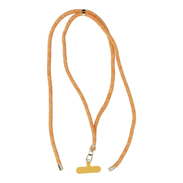 SWING (8 mm) Šňůrka na telefon, přívěsek na telefon s nastavitelnou délkou / délka šňůrky 165 cm (max. 82,5 cm v smyčce) / na rameno nebo na krk – oranžovo-bílá